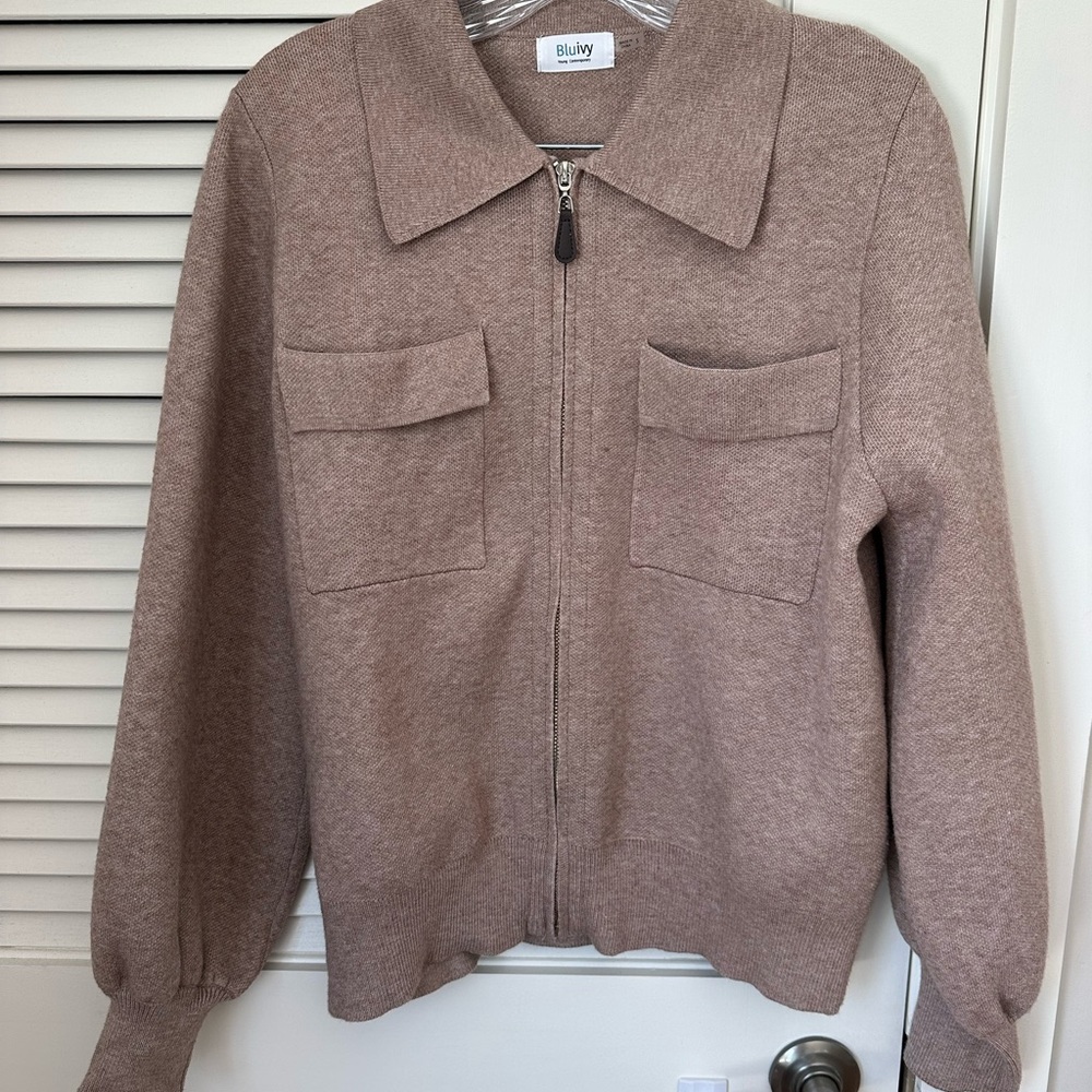 Bluivy Tan Zip-Up Cardigan